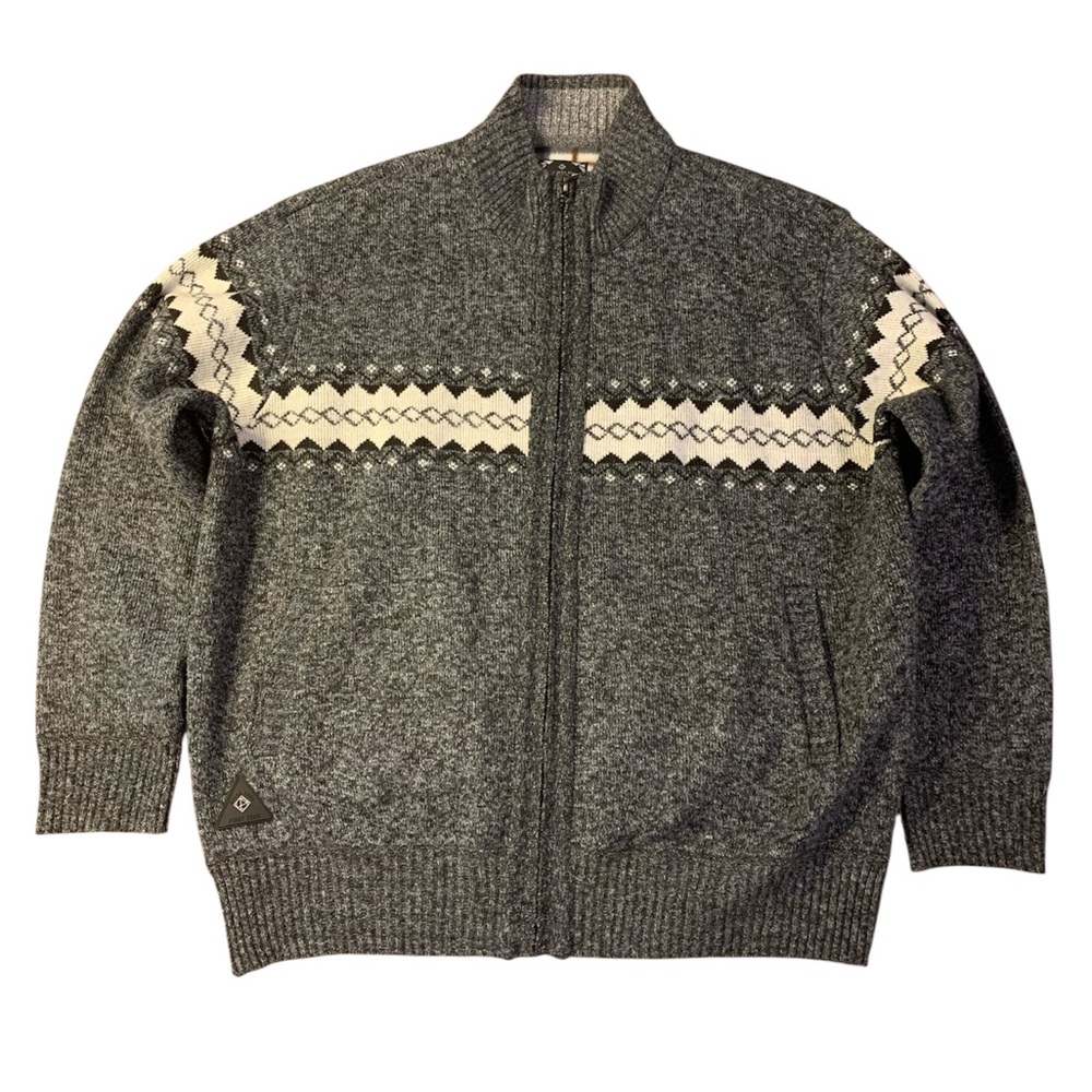 POINT ZERO Men’s Fleece-Lined Full Zip Knit Sweater Jacket - Grey - 2X